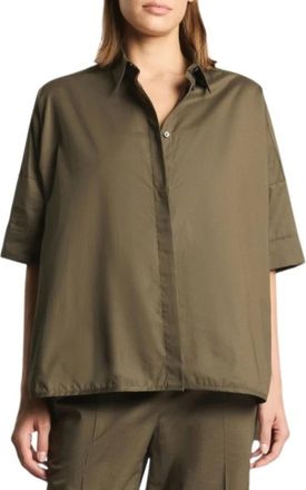 Fay Stretch Poplin Shirt - Dames - Overhemden - Groen - XS - Katoen - Overhemden