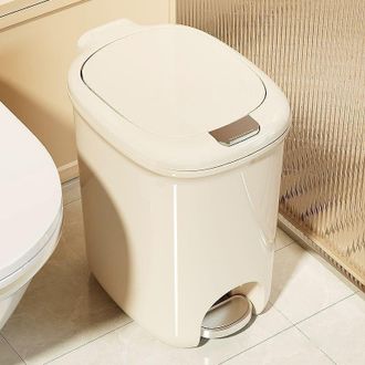 OEM Papelera De Ba&ntilde;o Crezuo De 12 Litros, De Pl&aacute;stico Blanco Crema, Con Pedal Y Apertura Manual, Dimensiones 22 Cm X 30 Cm X 33 Cm.-crezuo