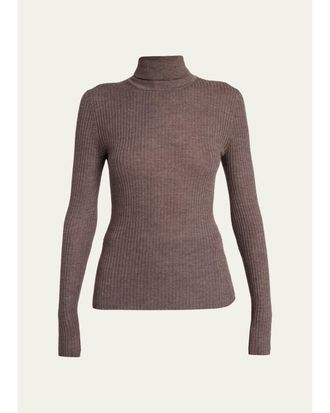 Gabriela Hearst Peppe Turtleneck Cashmere Rib Top