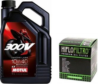 OEM Aceite Motul 300v 10w40 4l 4t + Filtro Hiflo Hf138 Suzuki Gsf Gsxr Dl Sv Gsx
