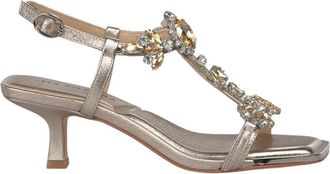 Alma En Pena Sandalen met Strass Steentjes aan de Voorkant - Dames - Sandalen met hakken - Geel - 41 EU - Leer - Schoenen