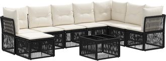 vidaXL Conjunto De Sof&aacute;s De Jard&iacute;n 9 Uds. Negro Rat&aacute;n Sint&eacute;tico Vidaxl