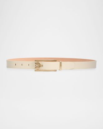 Victoria Beckham Dorian Pin-Buckle Belt in Shiny Leather