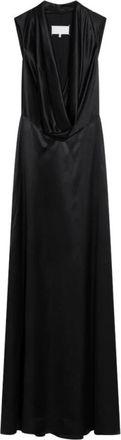 Maison Margiela Cowl Fluid Maxi Jurk - Dames - Avondkleed - Zwart - XS - Kleedjes
