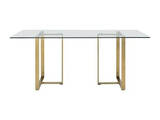 Vente-Unique 6 - Seaterer Dining Table - Tempered Glass & Stainless Steel in Clear