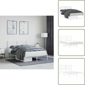 vidaXL Letto con doghe in metallo - vidaXL Giroletto con Testiera in Metallo Bianco 120x200 cm - Letto con spazio sotto