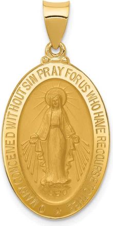 Diamond2Deal 14k Yellow Gold Hollow Miraculous Medal Oval Pendant