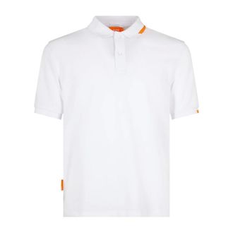 Suns Polo Shirts, male, White, XL, Classic White Polo Shirt with Fluorescent Tag Detail