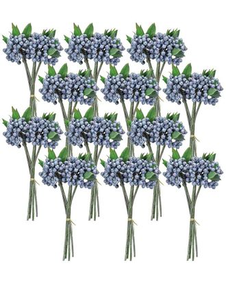 Melrose International Set Of 12 Blue Berry Foliage Bundle