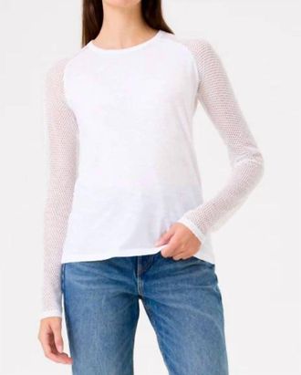 Goldie London Saddle Fishnet Long Sleeve Crew Top In White