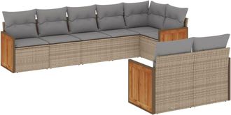 vidaXL Vidaxl - Juego De Sof&aacute;s De Jard&iacute;n Con Cojines Beige 8 Pzas Rat&aacute;n Pe