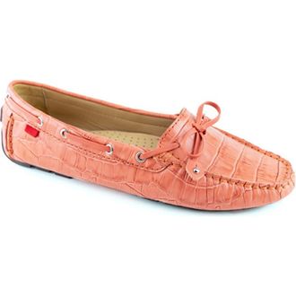 Marc Joseph New York Cypress Hill Croco Tiebow Driver Loafer in Coral Croco at Nordstrom, Size 6.5
