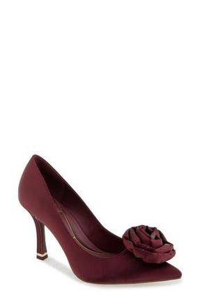 Kenneth Cole Romi Rosette Pointed Toe Pump in Wine Satin at Nordstrom Rack, Size 7.5