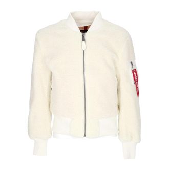 Alpha Industries Off White Teddy Sherpa Jas - Heren - Bomber jackets - Wit - L - Polyester - Jassen