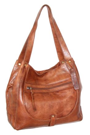 Nino Bossi Vintage Leather Organizer Satchel in Cognac