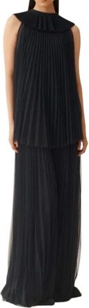 Fabiana Filippi Lange Geplooide Jurk - Dames - Avondkleed - Zwart - S - Polyester - Kleedjes