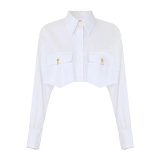 Elisabetta Franchi Dames, Blouses & Shirts, Wit, Maat: XS Katoen