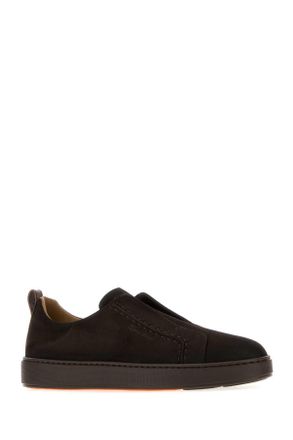Santoni Suede Slip-On Sneaker - Brown