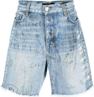 Amiri logo-print denim shorts - men - Cotton - 28 - Blue