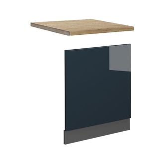 Vicco Panel Frontal Fame-line, Azul Oscuro Alto Brillo, 60 Cm, Et Roble