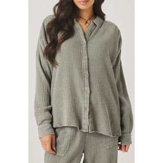 Splendid Ava Cotton Gauze Button-Up Shirt in Eucalyptus Green at Nordstrom, Size X-Large