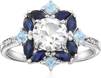 Ross-Simons White and Blue Topaz and. Sapphire Ring in Sterling Silver
