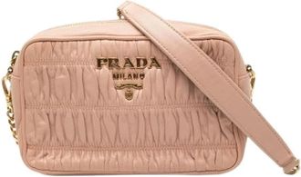 Prada Pre-owned Cross Body Bags, female, Pink, Size: ONE SIZE Pre-owned Gathered Leather Crossbody Bag