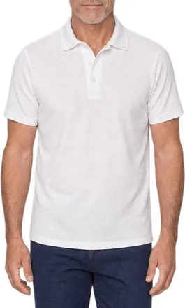 Robert Talbott Taylor Pique Linen Polo in White at Nordstrom, Size Xx-Large