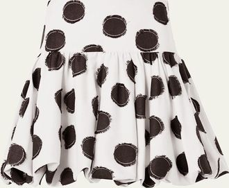 Akris Fringed Polka Dot Jacquard Mini Skirt