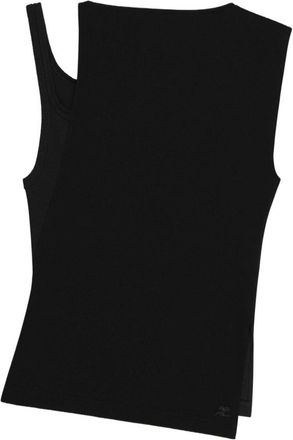 Courr&egrave;ges Zwarte Ribgebreide Mouwloze Top - Dames - Tops zonder mouwen - Zwart - M - Tops