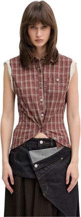 Andersson Bell Camisa sin mangas a cuadros - Blouses & Shirts - Mujer - Marr&oacute;n - M