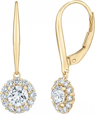Pompeii3 1Ct Diamond Floral Shape Studs Lab Grown Earrings White or Yellow Gold