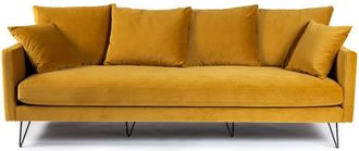 DRAWER Sofá de 4 plazas en terciopelo con patas metalicas de horquilla negras