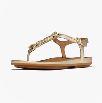 FitFlop Fitflop Gracie Ultra Womens Ankle Strap Sandals Platino - Gold Leather - Size UK 5