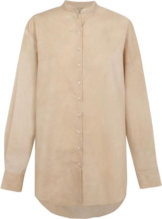 Cortana Beige Maltinto Poplin Overhemd - Dames - Overhemden - Beige - L - Katoen - Overhemden