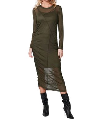 N&Uuml; Denmark Mesh Dress In Dark Bottle Green