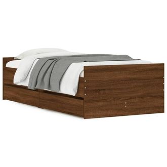 Berkfield Home Bed Frame with Drawers Brown Oak 90x190 cm Single