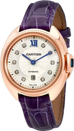 Cartier Cle 18kt Rose Gold Automatic Flinque Sunray Dial Ladies Watch WJCL0031