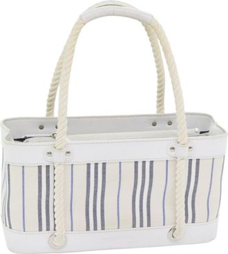 Burberry White Canvas Handbag (Pre-Owned)