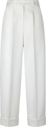 Max Mara High-waisted wollen broek - Dames - Wijde Broeken - Wit - XS - Wol - Broeken