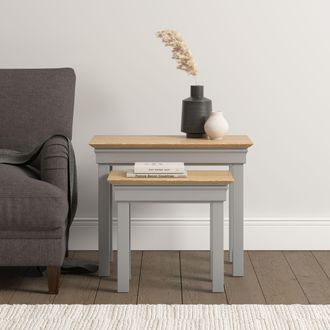 Seconique Bordeaux Nest of 2 Tables (Fully Assembled) in Light Grey
