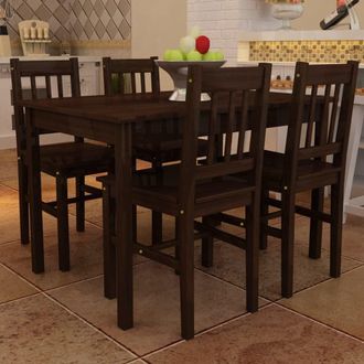 vidaXL Mesa De Comedor Y 4 Sillas Madera Marr&oacute;n Vidaxl