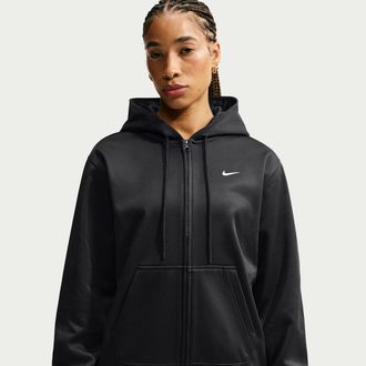 Nike Womens Studio Fleece Sport Therma-FIT Full-Zip Hoodie in Black | IO0433-010