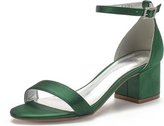 Miyoopark Comfortable Wedding Shoes for Women Block Low Heel Evening Sandals M534 Dark Green UK 7.5