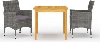 vidaXL Juego De Comedor De Jard&iacute;n De 3 Piezas Gris Vidaxl