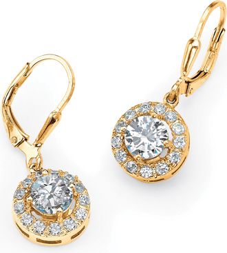 Palm Beach Jewelry 2.51 TCW Round Cubic Zirconia Halo Drop Earrings
