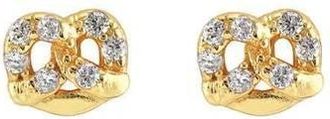 Kris Nations Womens Pretzel Crystal Stud Earrings In Gold