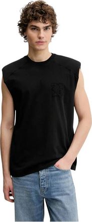 Bluemarble Padded Shoulder Sleeveless T - Heren - Tops zonder mouwen - Zwart - S - Katoen - Tops