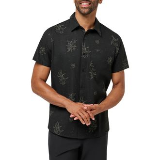 Travis Mathew Holding Co Performance Print Shirt in Black at Nordstrom, Size Large