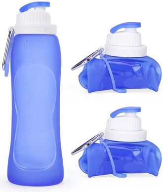OEM 2 Botellas De Agua - Botella De Agua Plegable Y Port&aacute;til Con Mosquet&oacute;n - Silicona Duradera - Azul Cielo 500 Ml
